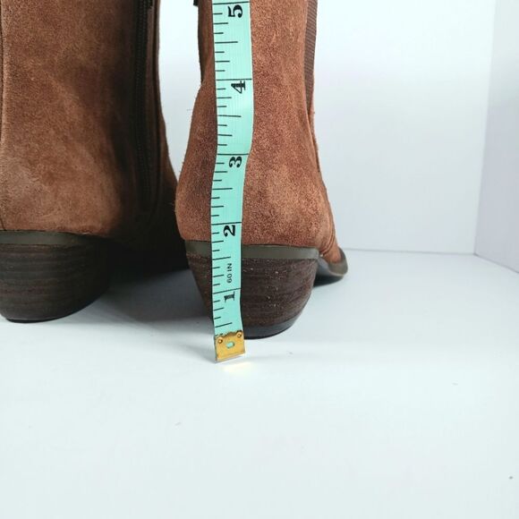 NINE WEST Women's Brown Suede Ankle Boots 8.5M Low Heel Western Zip Rodeo - Picture 6 of 16